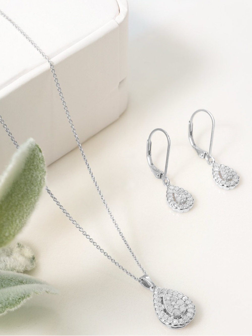 Macy's Silver Teardrop Necklace and Earring Set
